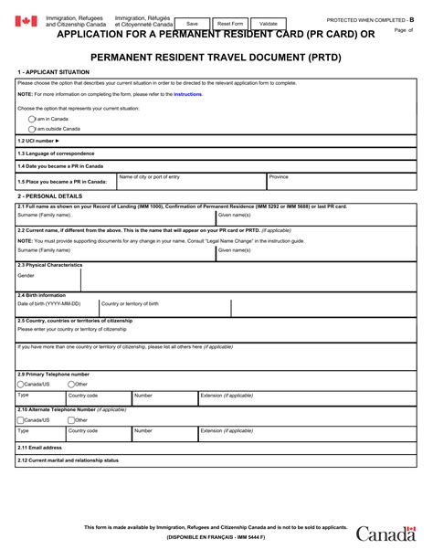 pr card renewal application form imm 5444